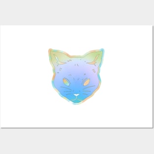 Cool Prismatic iridescent kitty cat Posters and Art